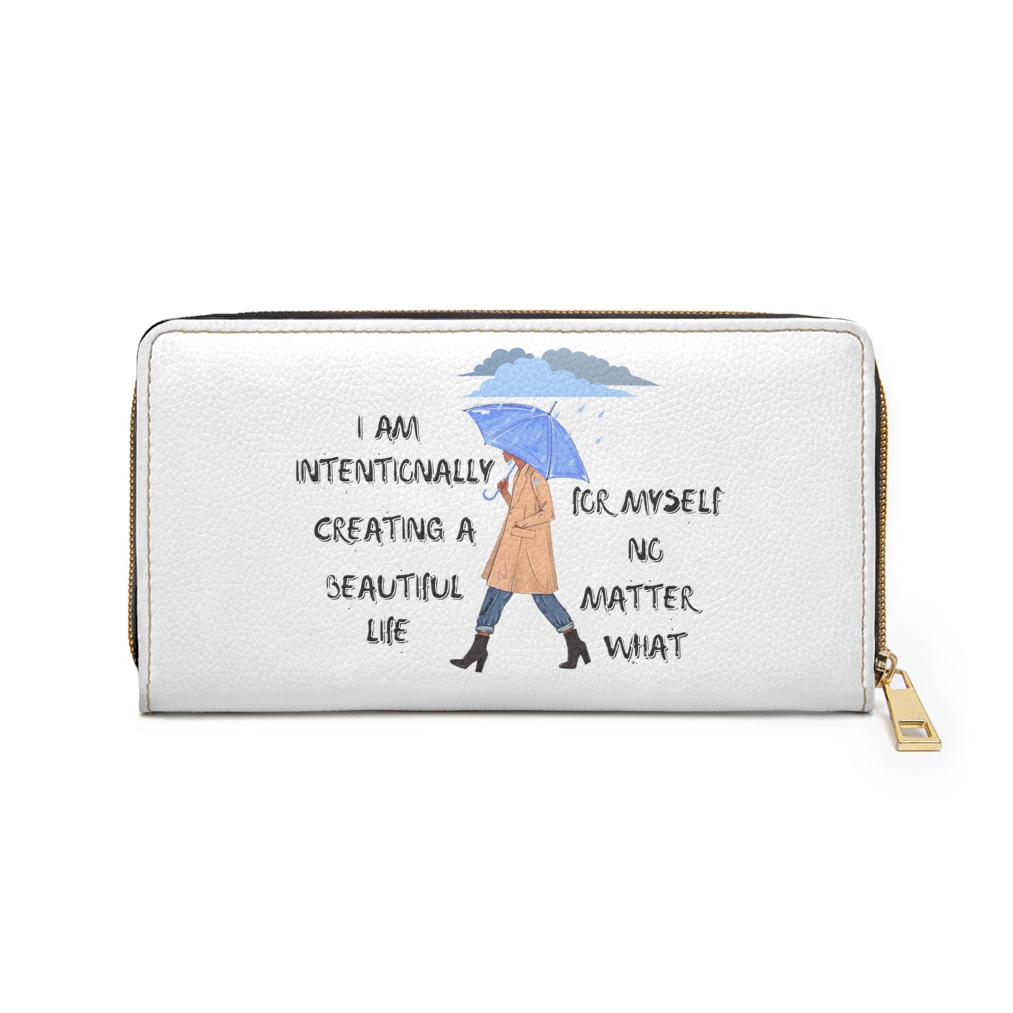 *CLEARANCE* "I AM Intentionally Creating A Beautiful Life"- Positive Afrocentric Affirmation Vegan Leather Wallet Bag- Empower Your Style and Self-Love'