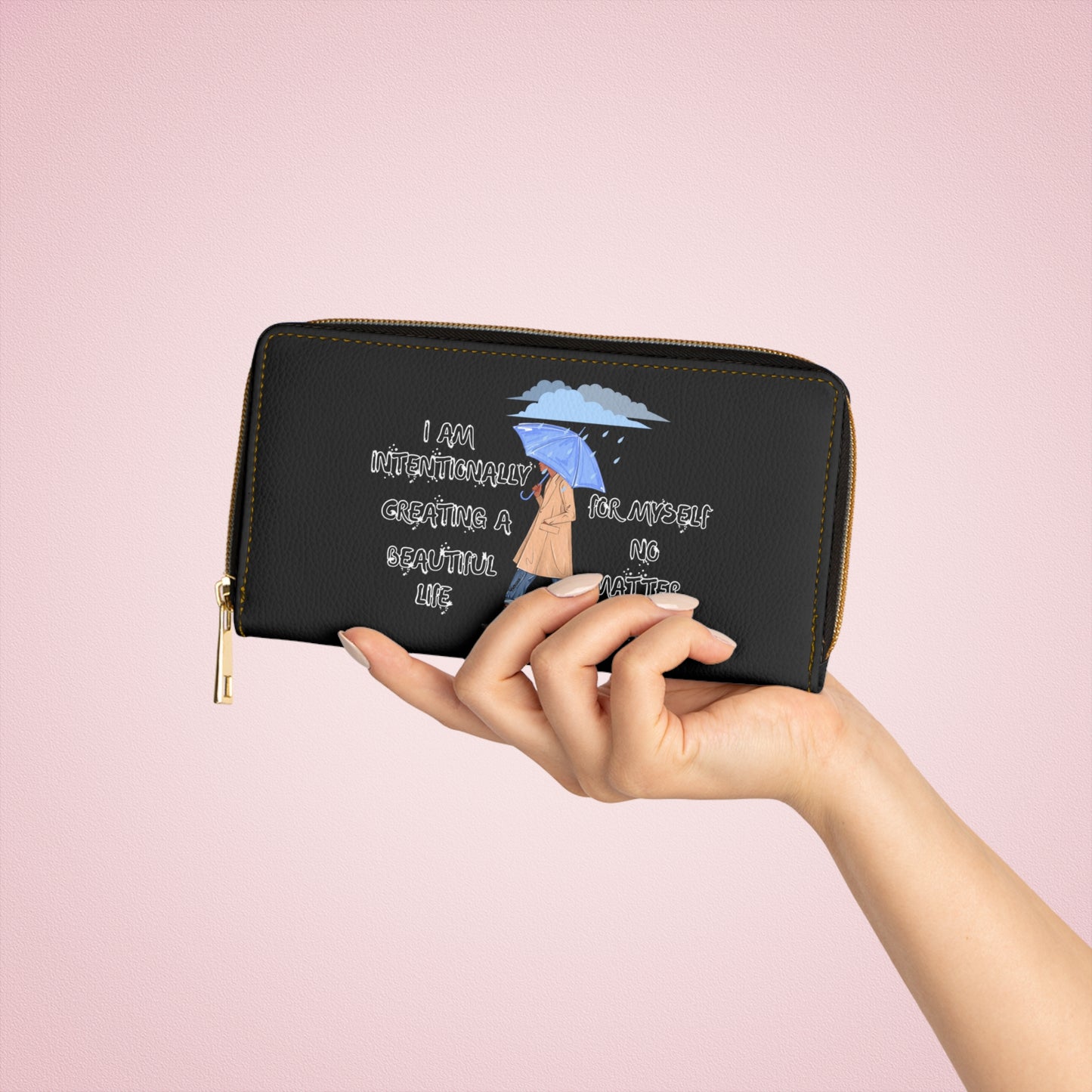 *CLEARANCE* "I AM Intentionally Creating A Beautiful Life"- Positive Afrocentric Affirmation Vegan Leather Wallet Bag- Empower Your Style and Self-Love'