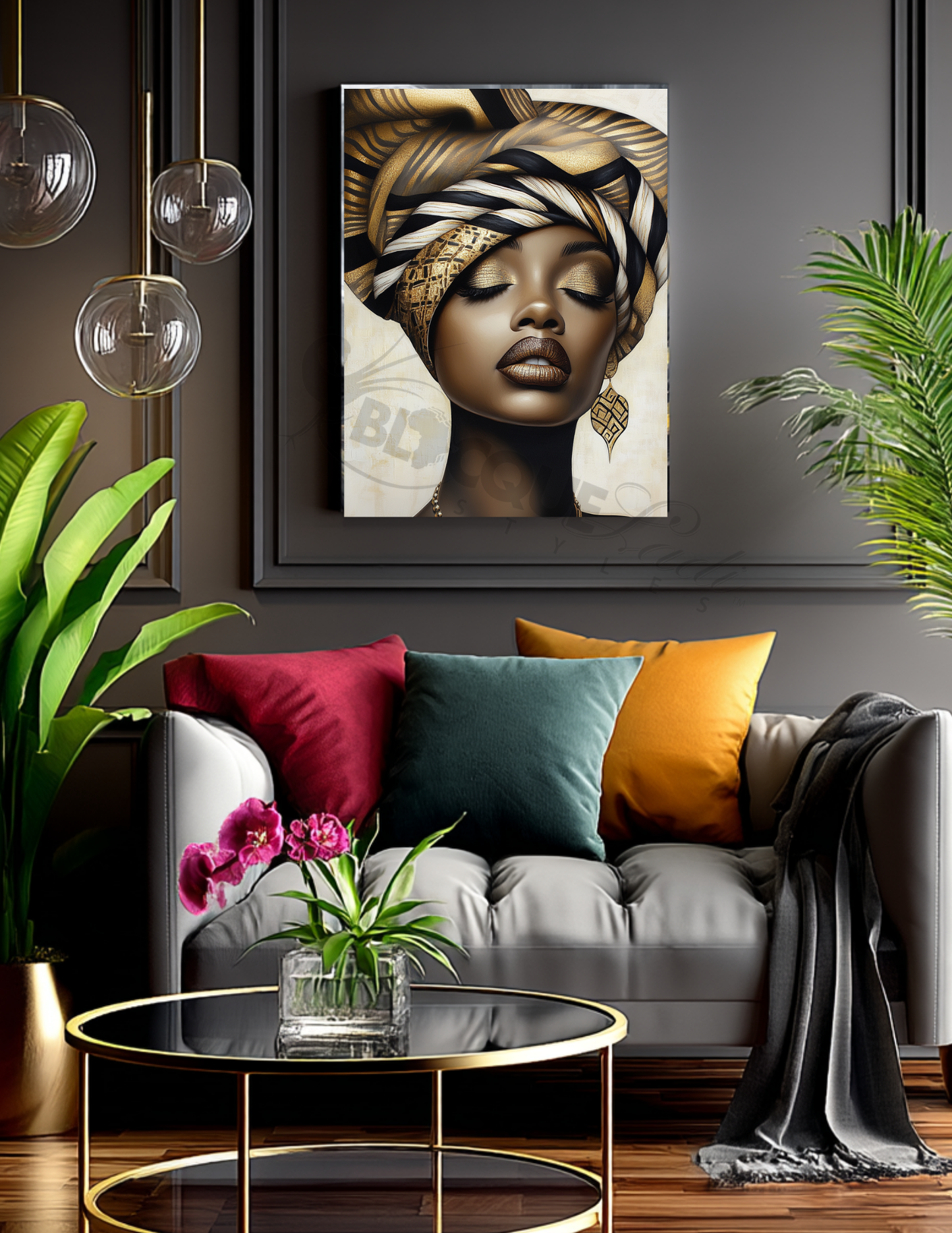 Black King & Queen Wall Art | Set of 3 Afrocentric Prints | Gold Bronze Digital Downloads | Bathroom, Bedroom, Living Room Decor