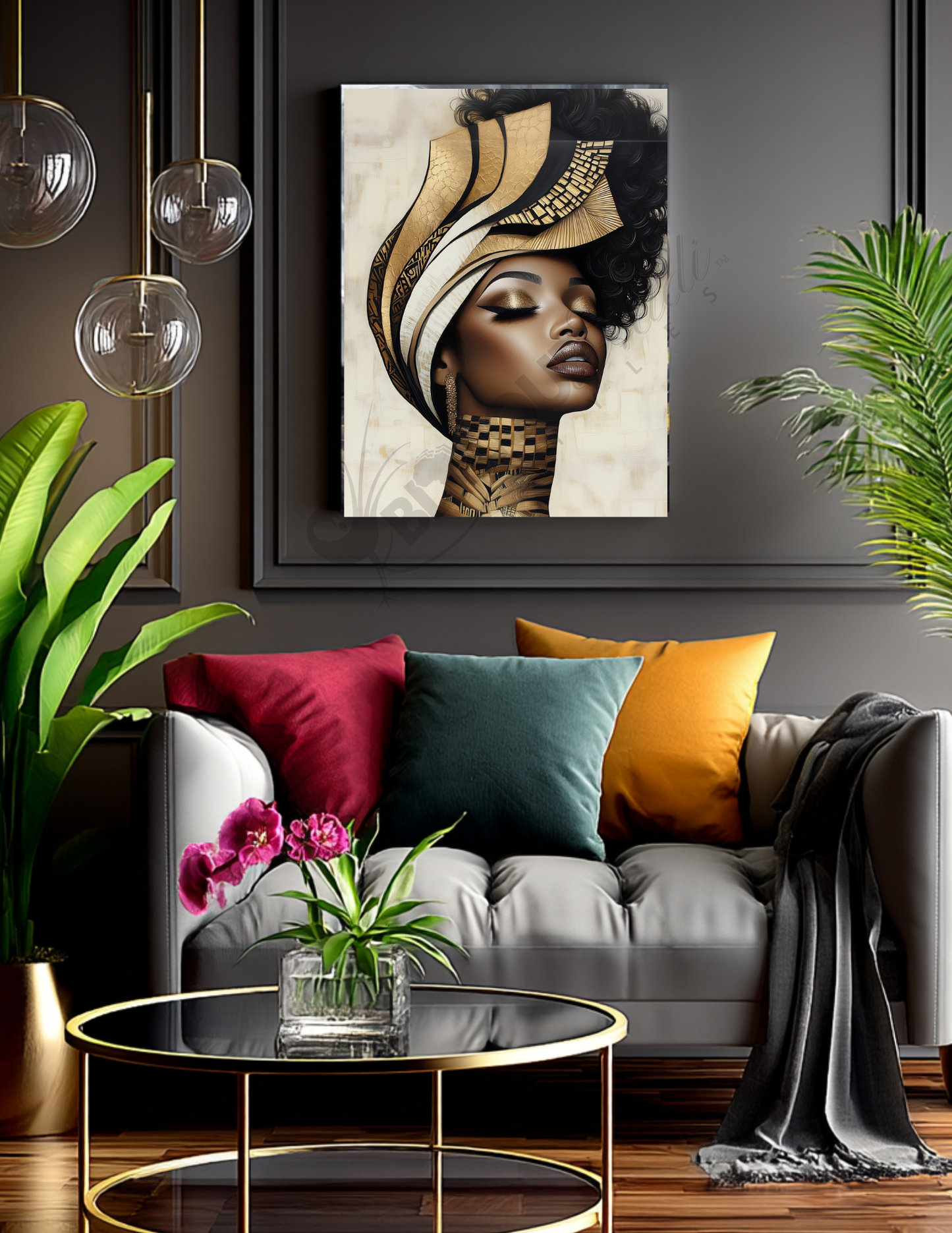 Black King & Queen Wall Art | Set of 3 Afrocentric Prints | Gold Bronze Digital Downloads | Bathroom, Bedroom, Living Room Decor