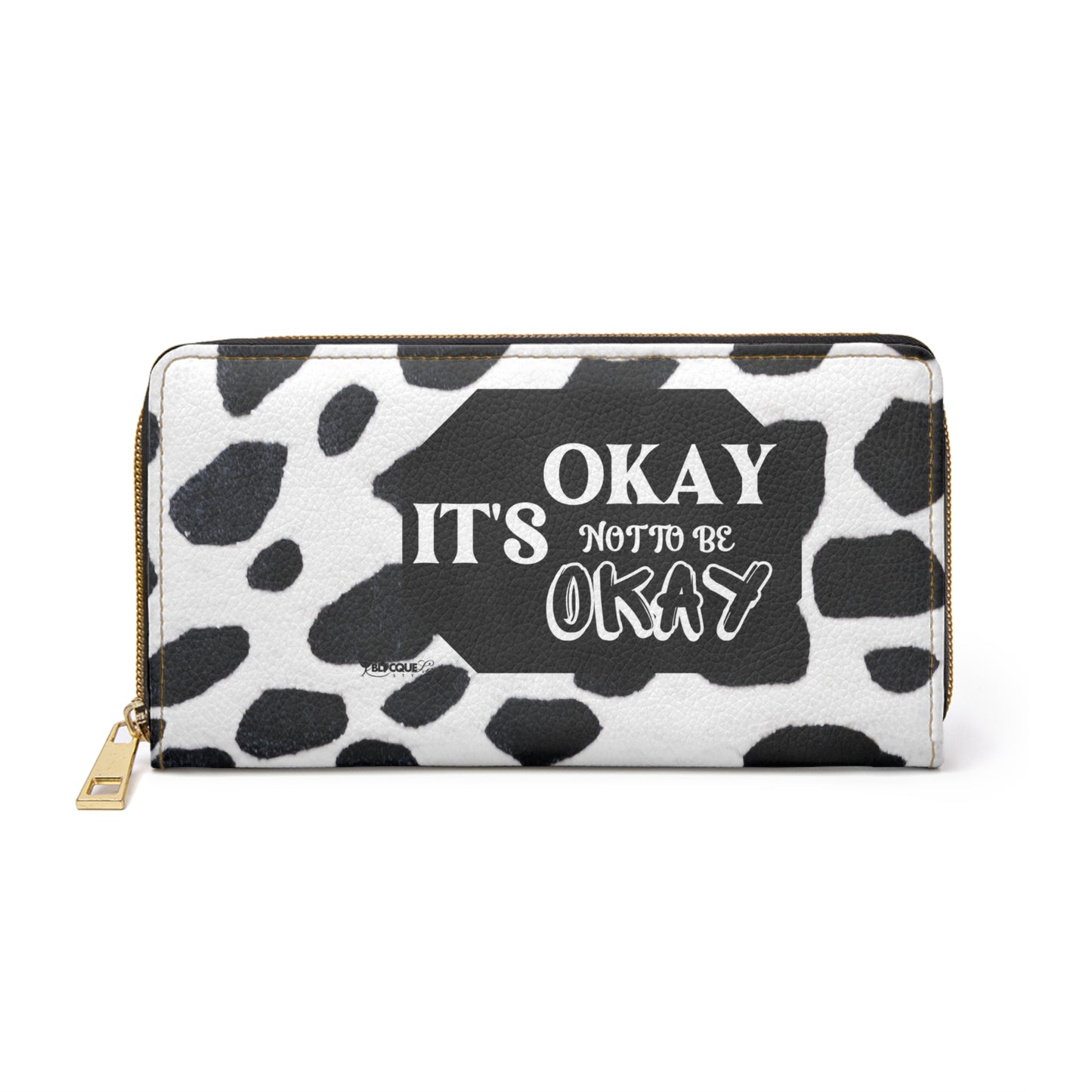 *CLEARANCE* IT'S OKAY, NOT TO BE OKAY- Positive Afrocentric Affirmation Vegan Leather Wallet Bag- Empower Your Style and Self-Love ; Black & White Wallet