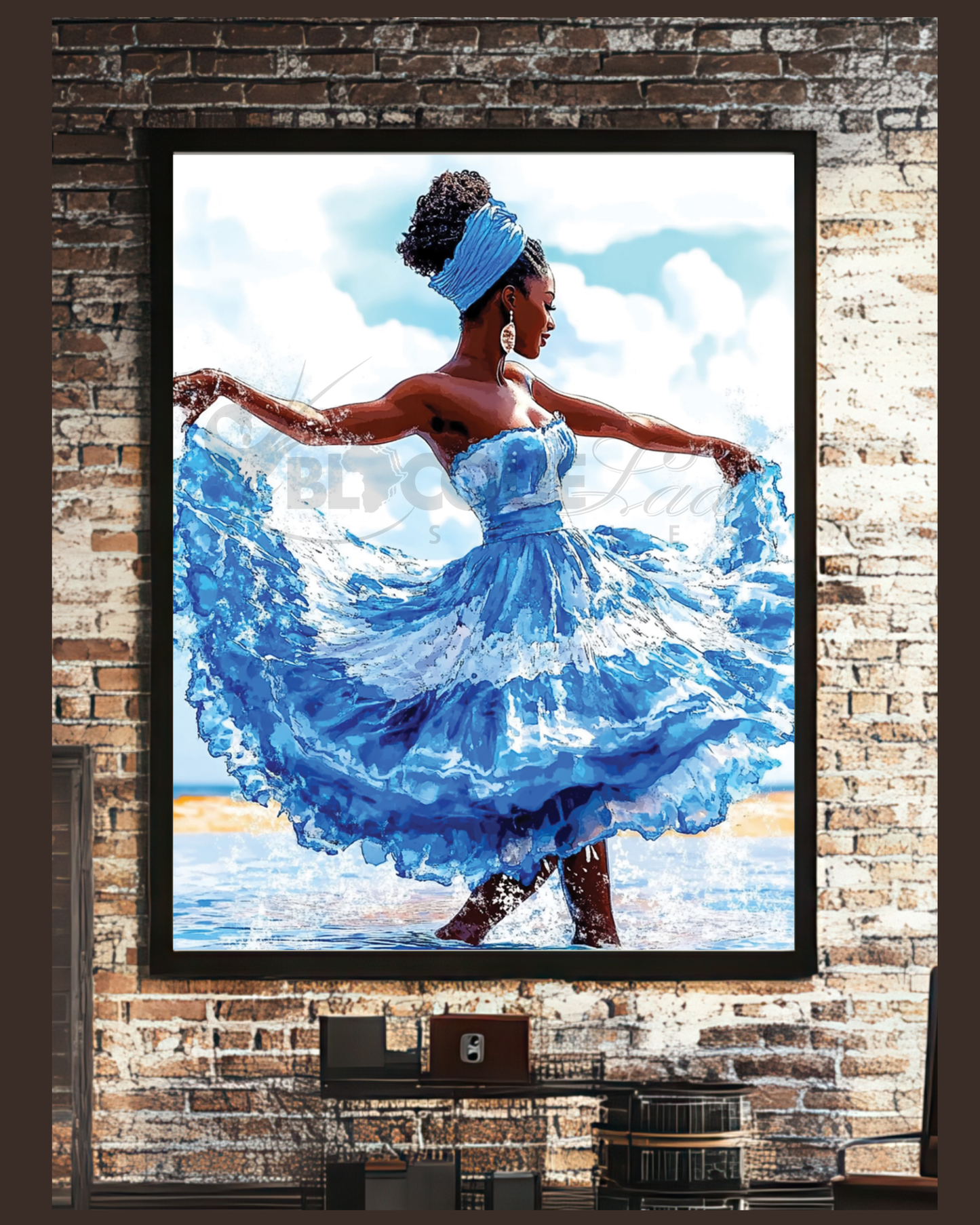 Blue Hues of Her Essence | Afrocentric Digital Wall Art Collection-Digital Prints