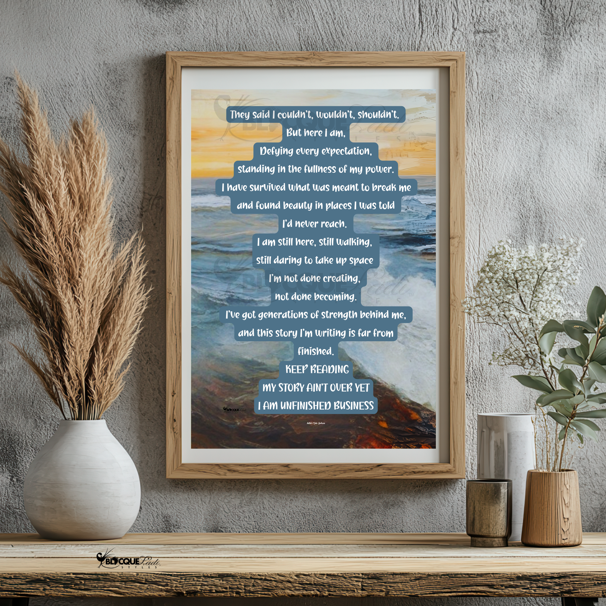 Black woman empowerment wall art celebrating resilience, healing, and self-love. Afrocentric digital print for inspiring home décor