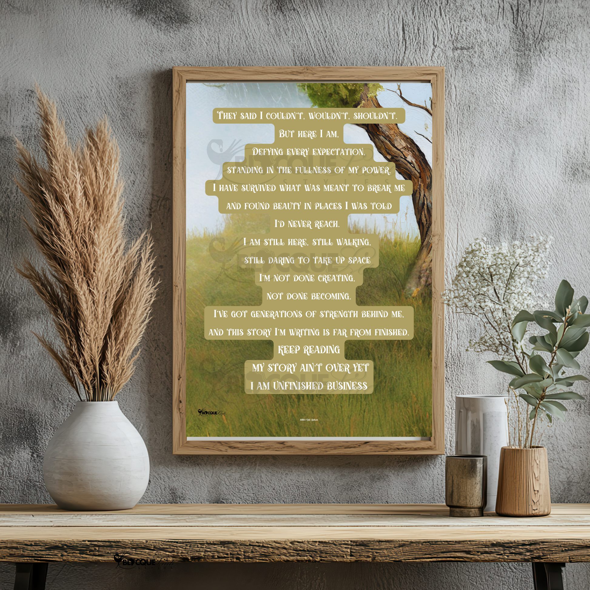 Black woman empowerment wall art celebrating resilience, healing, and self-love. Afrocentric digital print for inspiring home décor