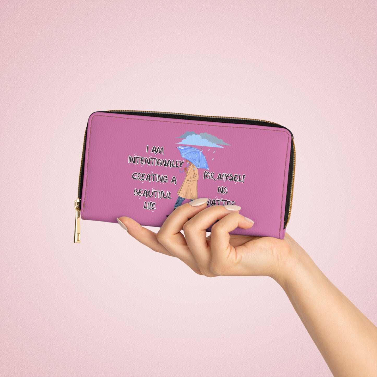 *CLEARANCE* "I AM Intentionally Creating A Beautiful Life"- Positive Afrocentric Affirmation Vegan Leather Wallet Bag- Empower Your Style and Self-Love'