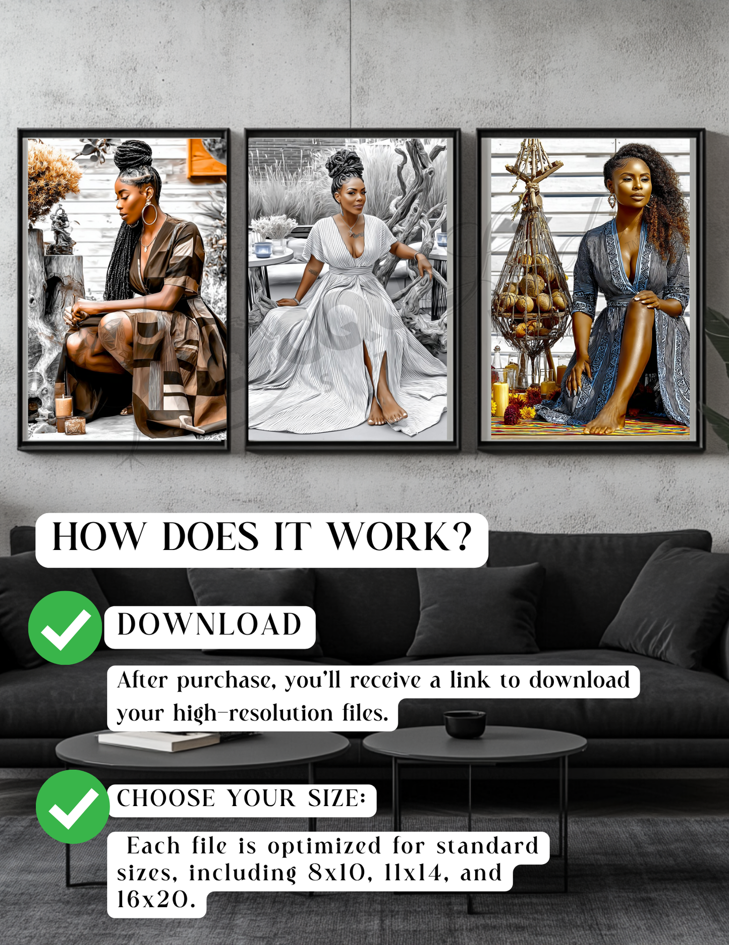 Black Woman Wall Art | Afrocentric Summer Vibes | Digital Download for Living Room