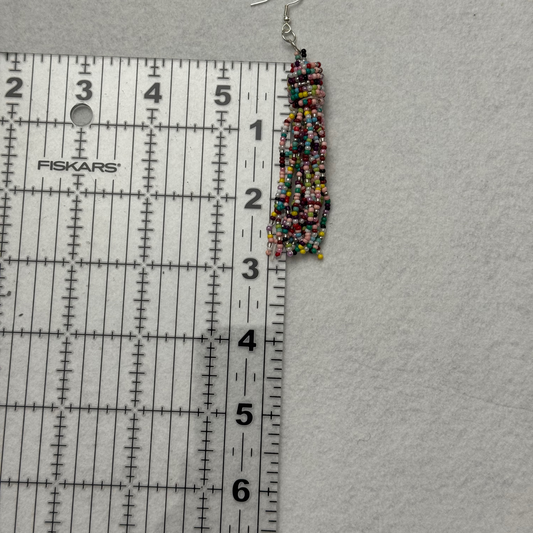 *Clearance* Multicolor Seed-Bead Tassel Earrings | Lightweight Boho Dangle Jewelry | Handmade Afrocentric Style