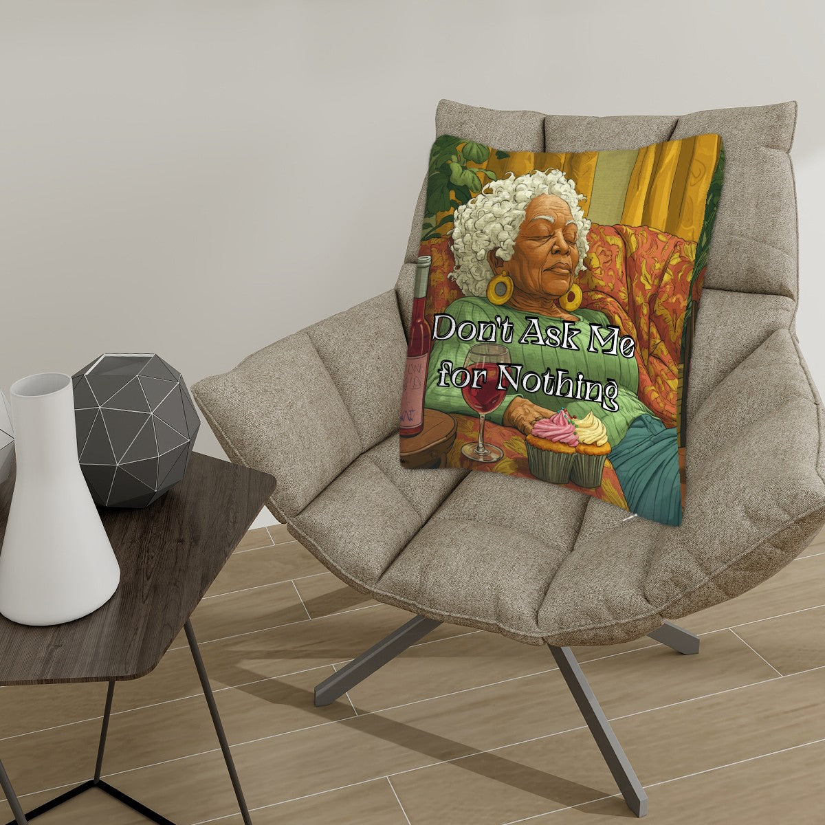 Don’t Ask Me for Nothing Throw Pillow Cover | Afrocentric Double-Sided Design | Soft Polyester |