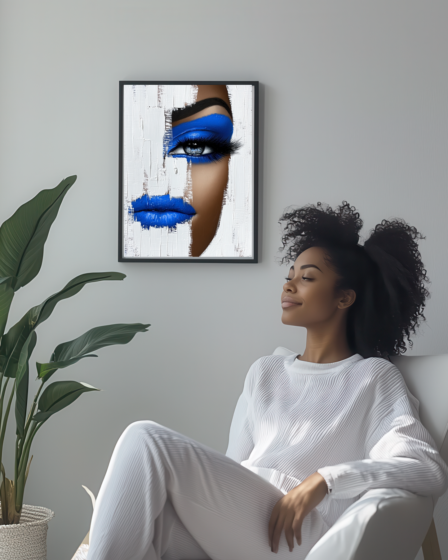 Unveiled in Blue- Bold Afrocentric Beauty Portrait Wall Art -Physical Print