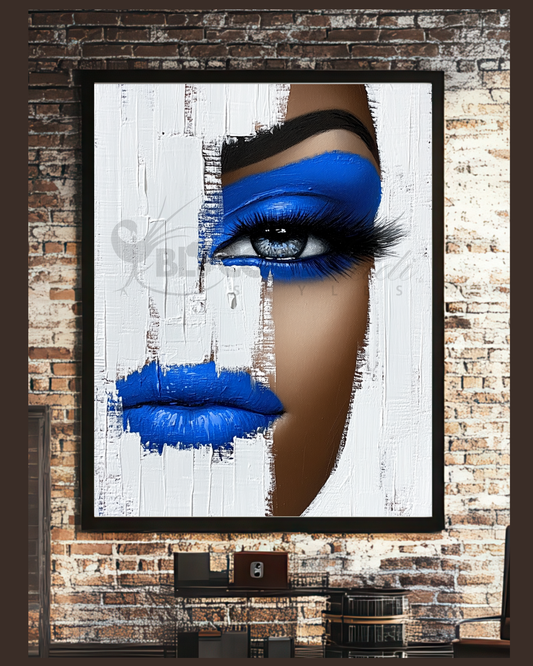 Unveiled in Blue- Bold Afrocentric Beauty Portrait Wall Art -Physical Print