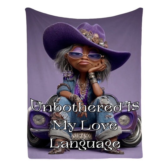 Unbothered is My Love Language Throw Blanket | Afrocentric Flannel | Cozy Made in USA Blanket for Black Women