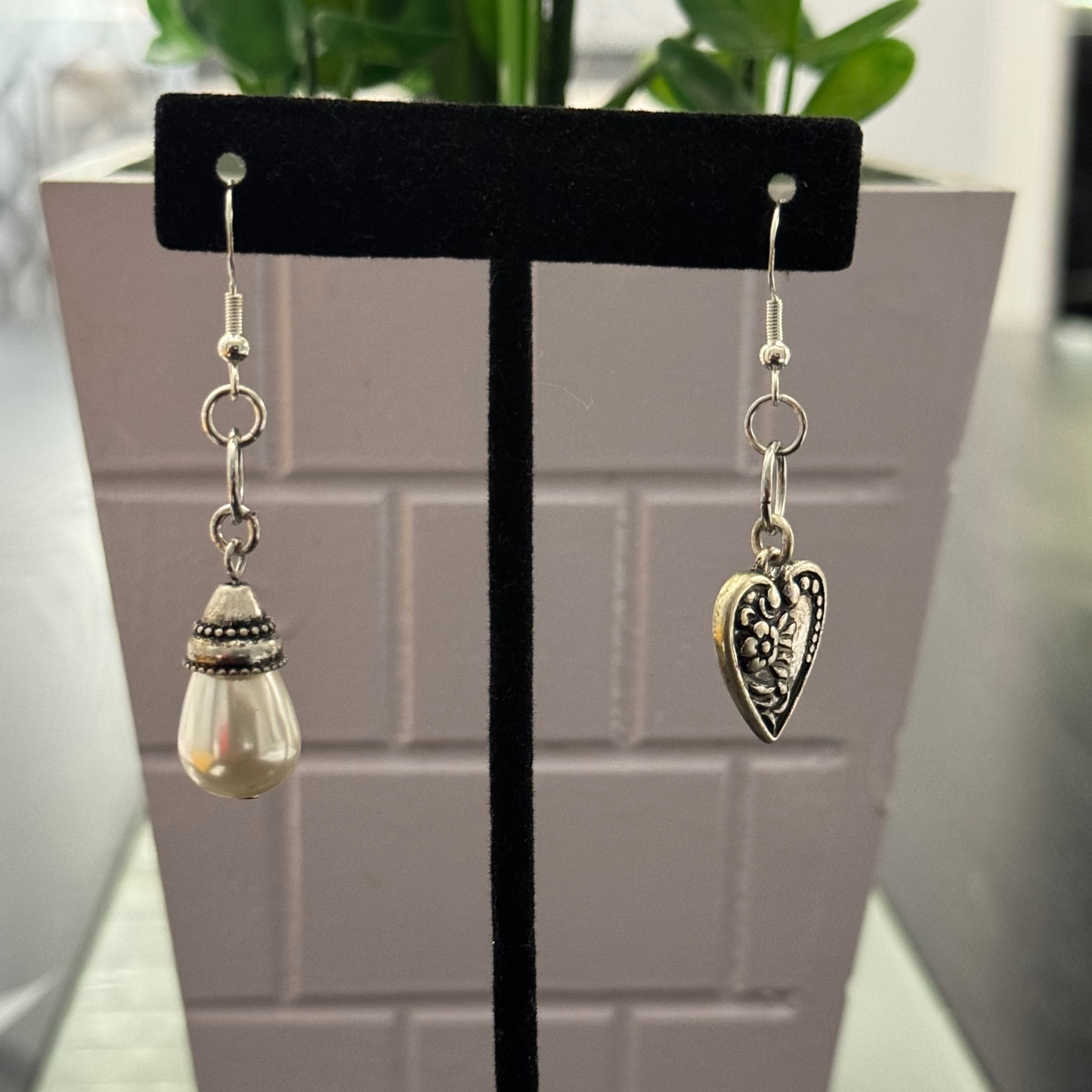 *Clearance* Vintage-Inspired Earring Set | Pearl Teardrop Dangles + Heart Charm Earrings | 2-Pair Jewelry Collection