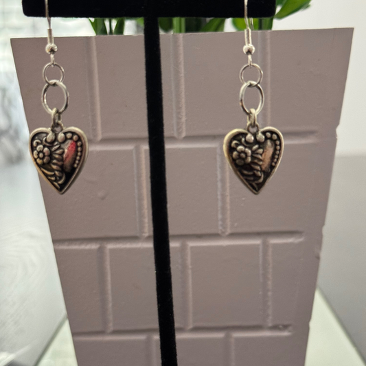 *Clearance* Key & Heart Earring Set | 2-Pair Antique Silver Dangle Earrings | Vintage-Inspired Jewelry