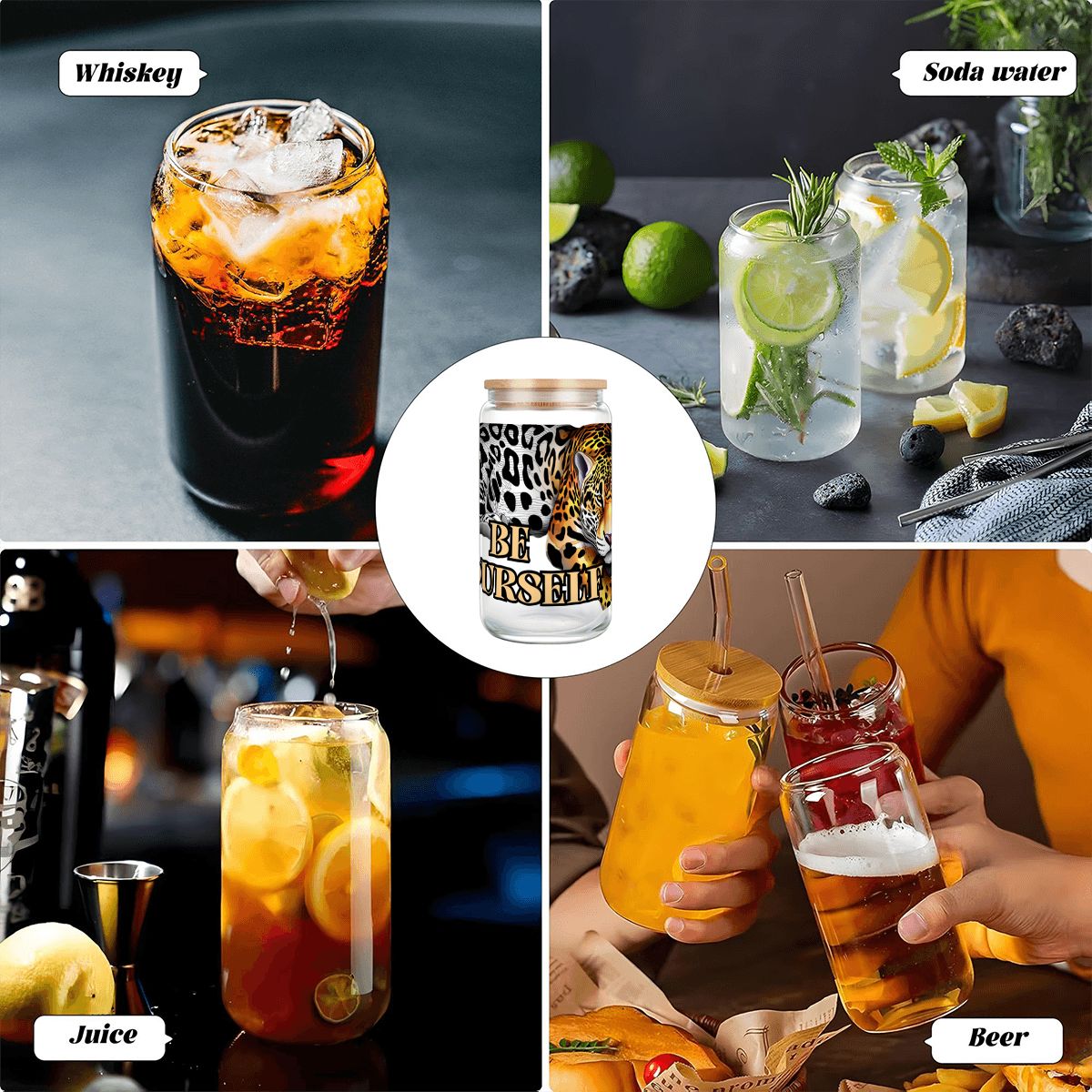 Glass Tumbler with Straw Bamboo Lid (16oz) 4200X4800 GLASS TUMBLER 1