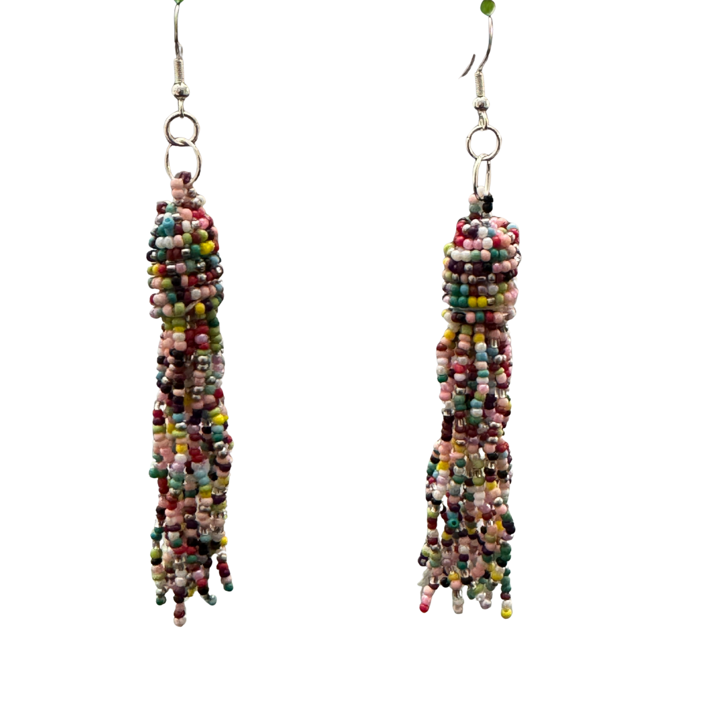*Clearance* Multicolor Seed-Bead Tassel Earrings | Lightweight Boho Dangle Jewelry | Handmade Afrocentric Style