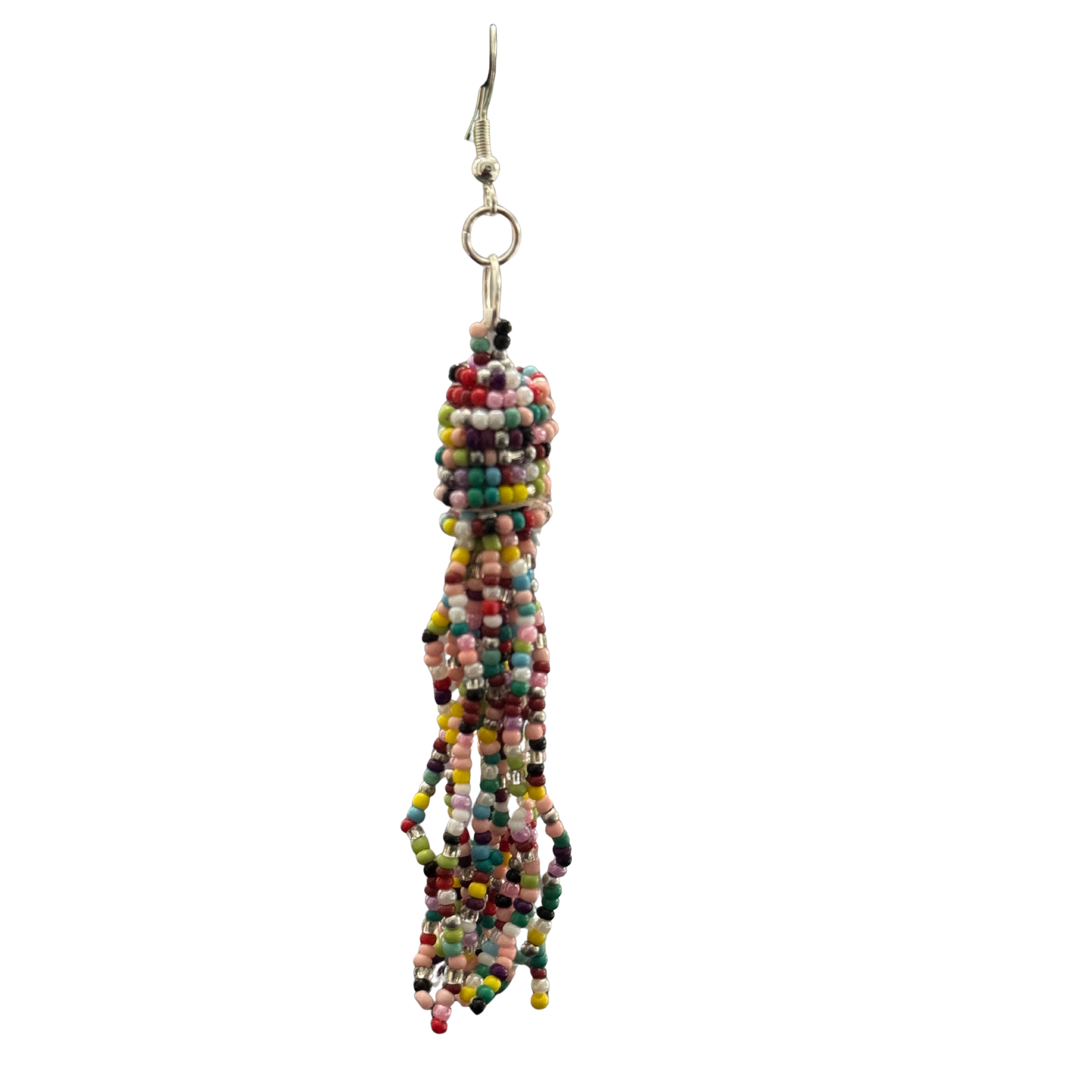 *Clearance* Multicolor Seed-Bead Tassel Earrings | Lightweight Boho Dangle Jewelry | Handmade Afrocentric Style