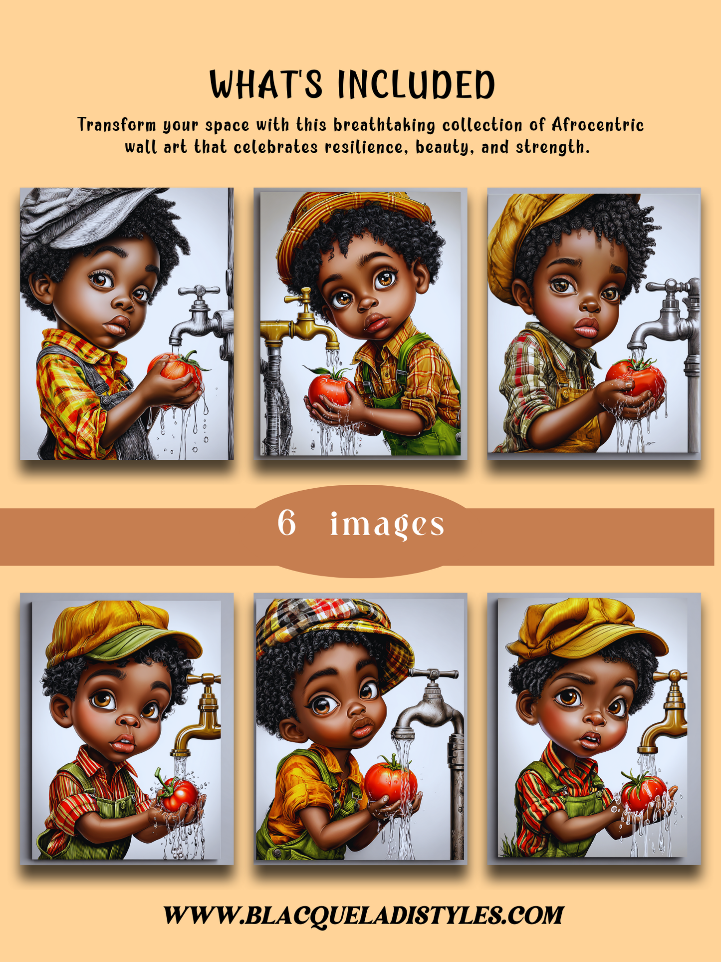 Whimsical Afrocentric Nursery Wall Art | Little Black Boys Farm-to-Table Prints | Digital Download for Kitchen, Playroom & Classroom