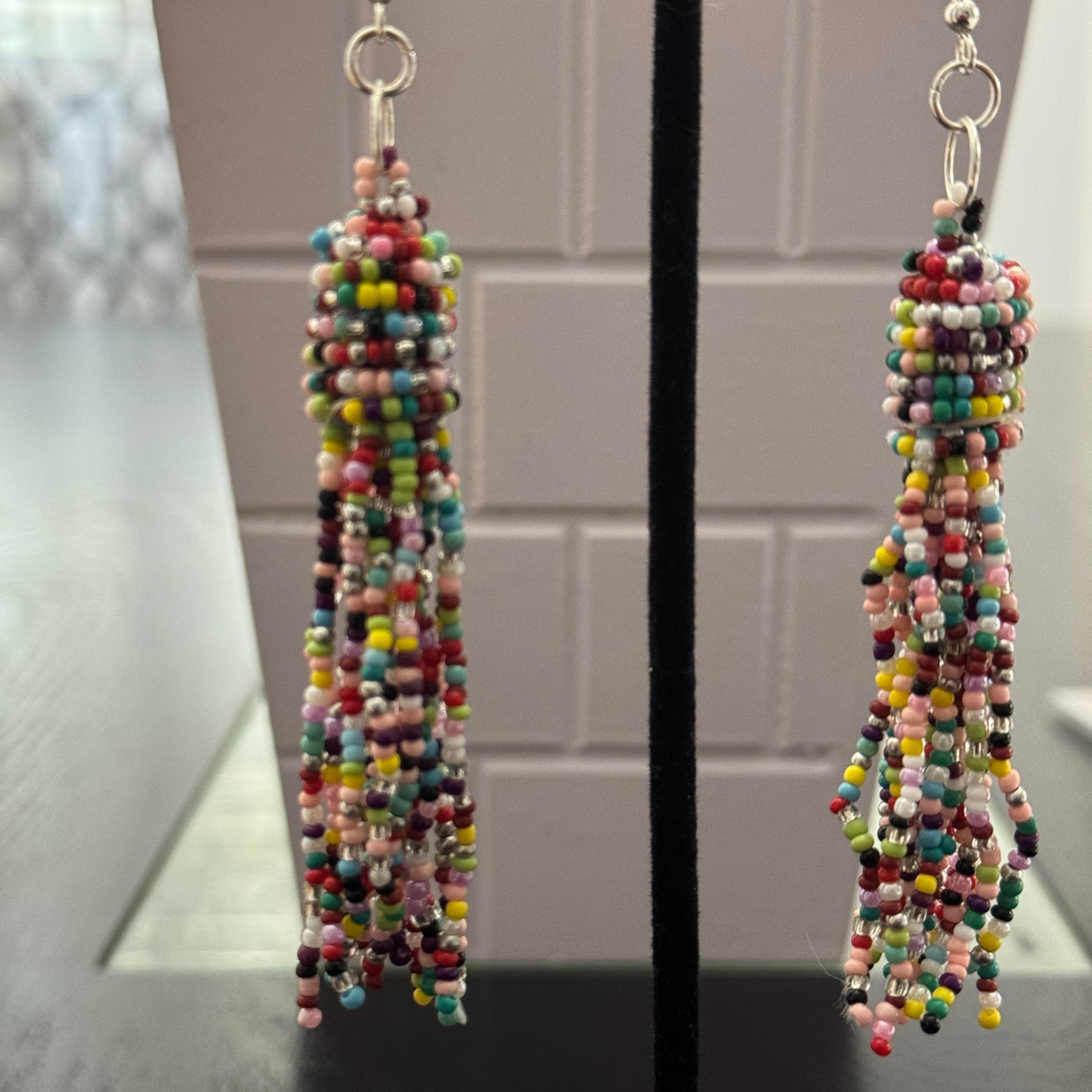 *Clearance* Multicolor Seed-Bead Tassel Earrings | Lightweight Boho Dangle Jewelry | Handmade Afrocentric Style