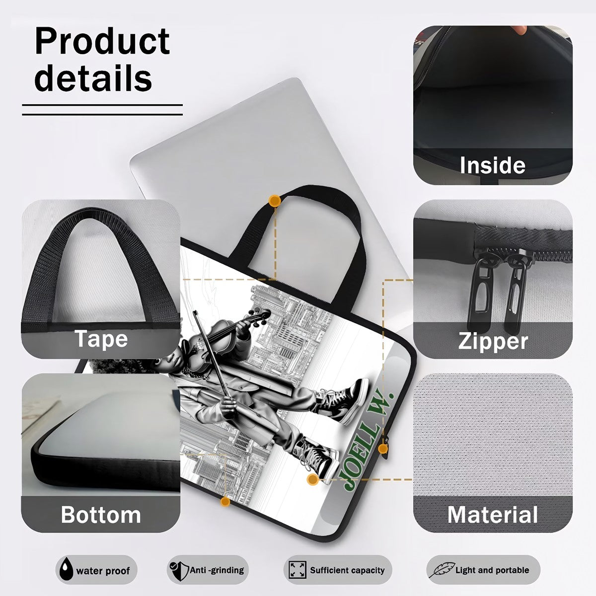 Young Musician Kids Laptop & Tablet Sleeve – Durable Water-Resistant Electronics Bag for School Laptops, Tablets, Chargers & Phones