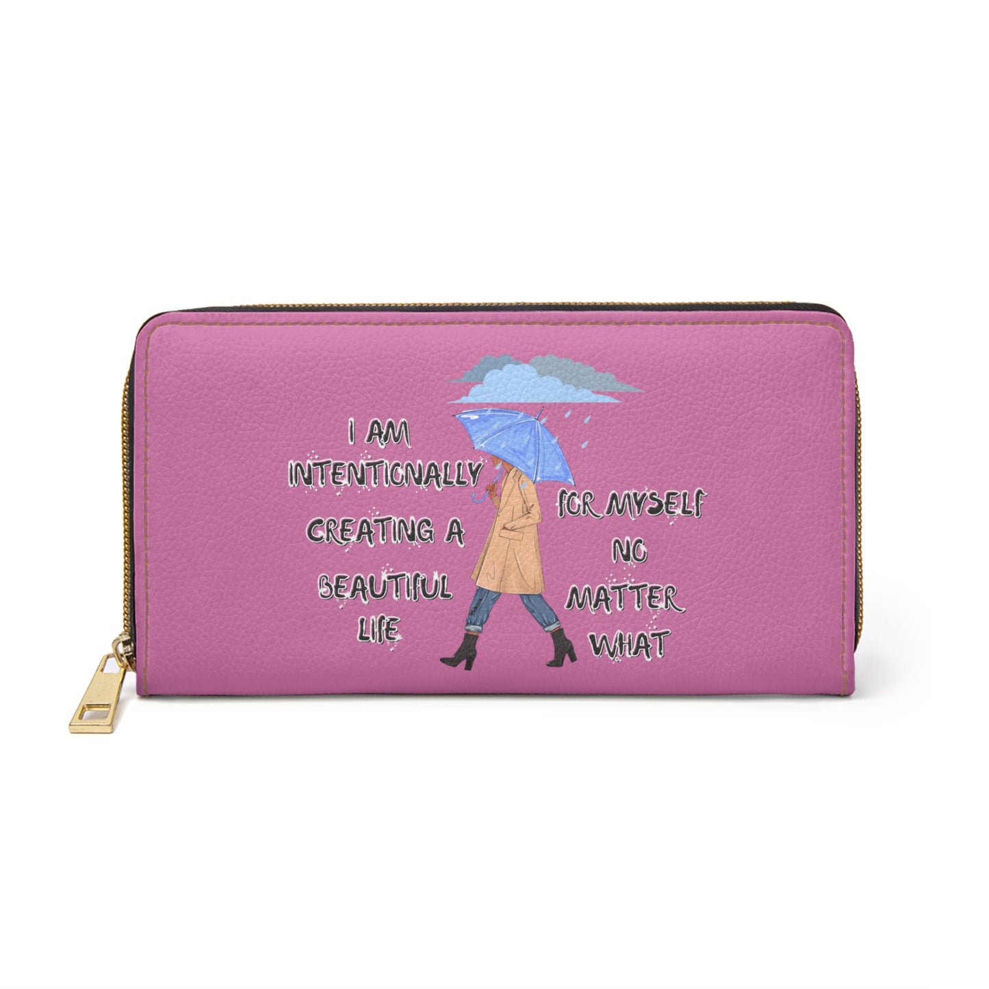 *CLEARANCE* "I AM Intentionally Creating A Beautiful Life"- Positive Afrocentric Affirmation Vegan Leather Wallet Bag- Empower Your Style and Self-Love'