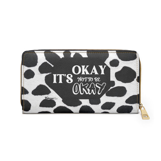 *CLEARANCE* IT'S OKAY, NOT TO BE OKAY- Positive Afrocentric Affirmation Vegan Leather Wallet Bag- Empower Your Style and Self-Love ; Black & White Wallet