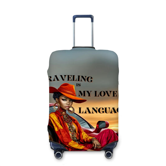 Afrocentric Luggage Cover | Black Woman Travel Art | Bold, Protective, Washable Suitcase Cover for Stylish Travelers