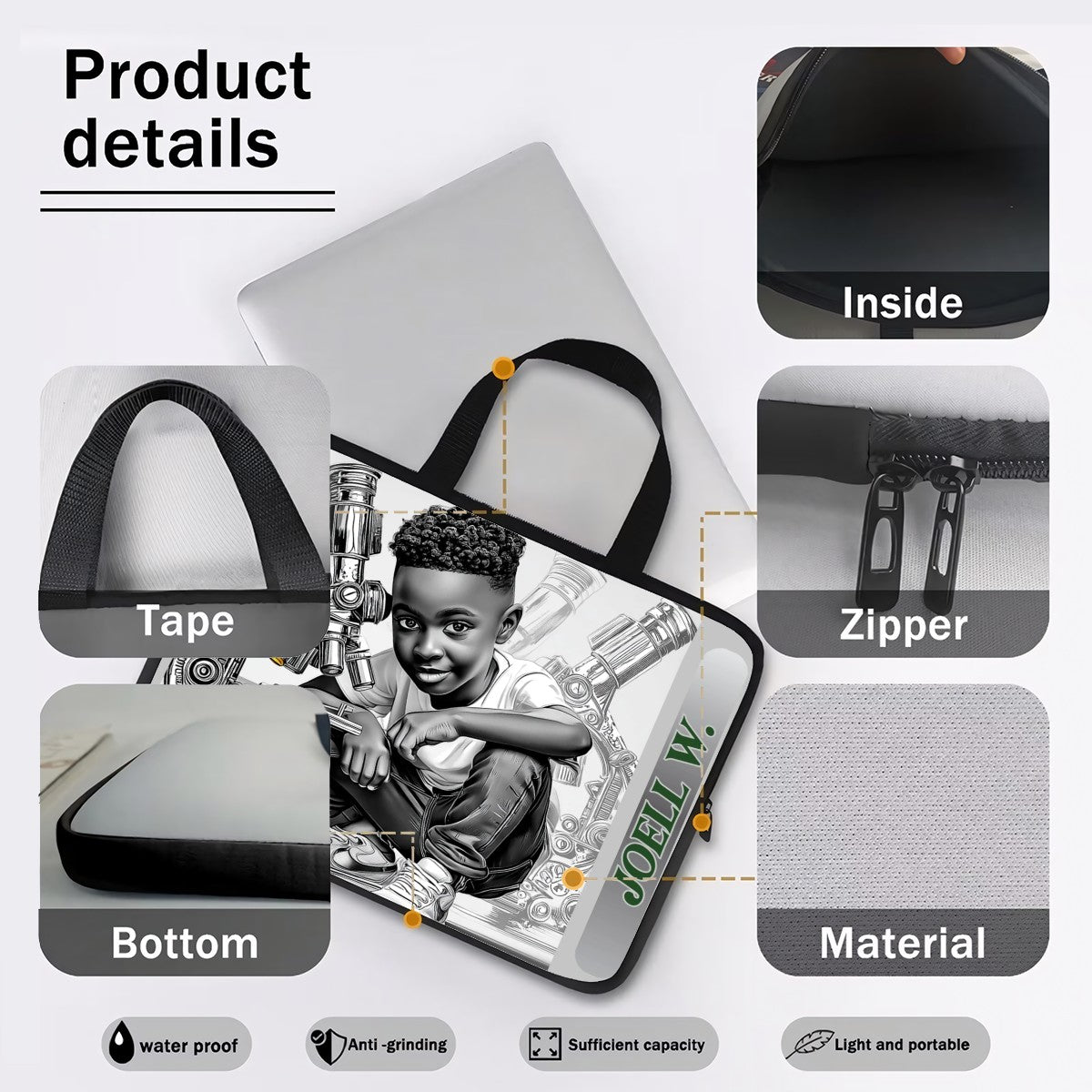 JOELL Kids Laptop & Tablet Sleeve – Durable Water-Resistant Electronics Bag for School Laptops, Tablets, Chargers & Phones