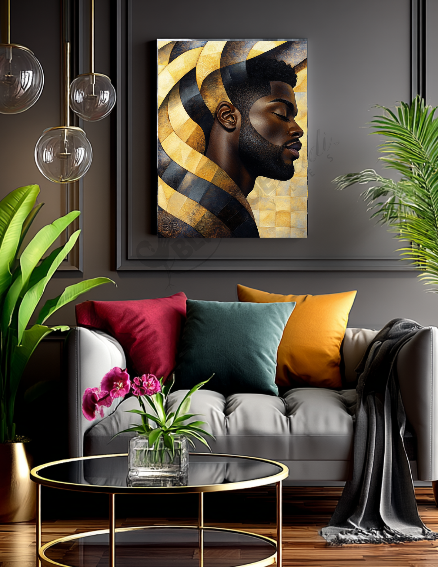 Black King & Queen Wall Art | Set of 3 Afrocentric Prints | Gold Bronze Digital Downloads | Bathroom, Bedroom, Living Room Decor