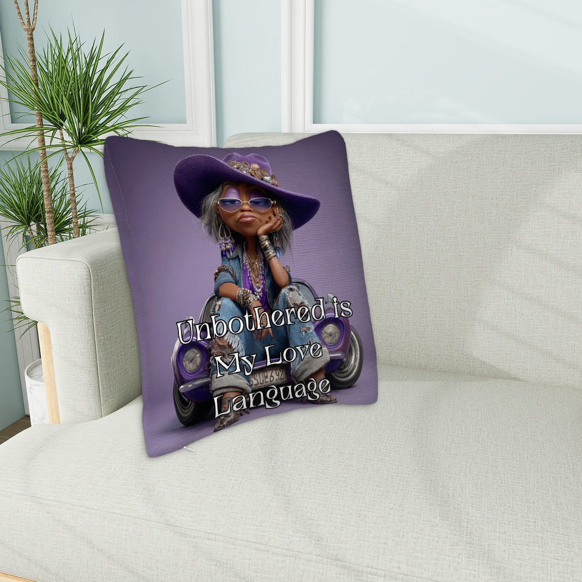 Unbothered is My Love Language Throw Pillow Cover | Afrocentric Double-Sided Design | Soft Polyester