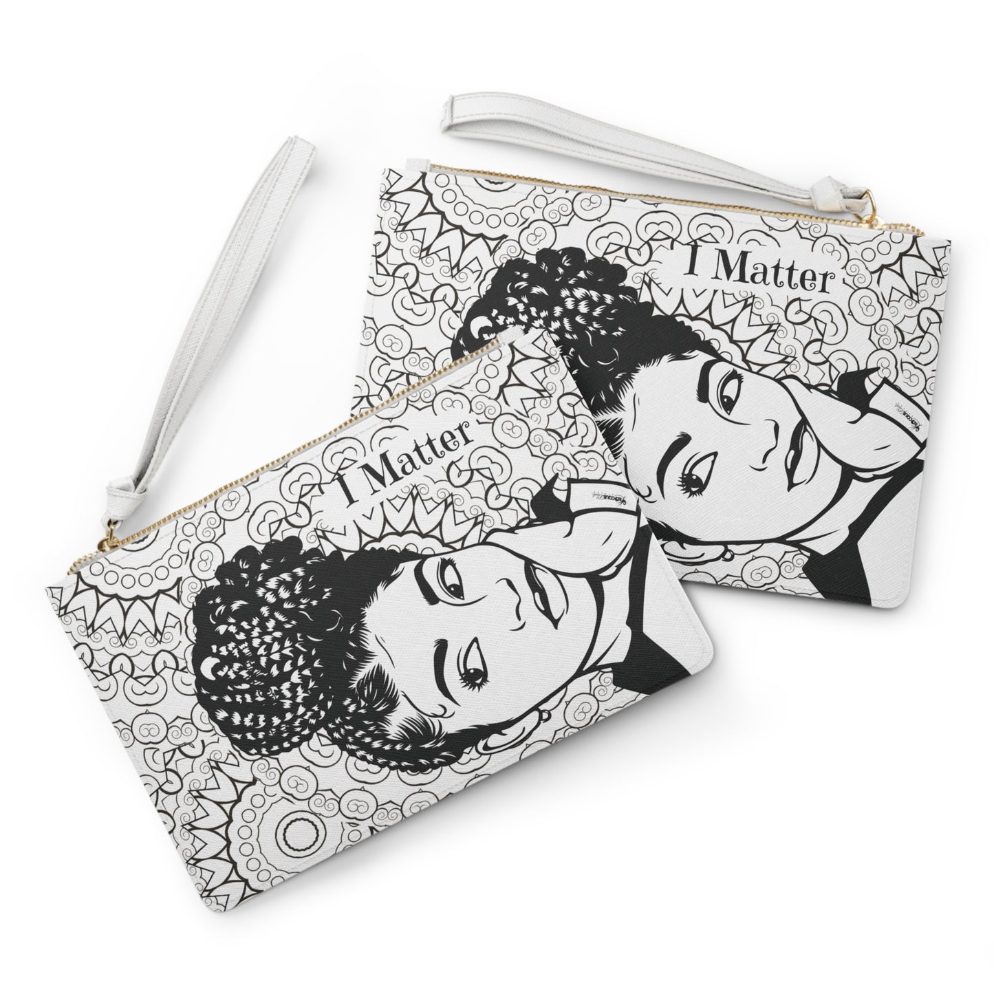 *Clearance* I Matter” Afrocentric Clutch Bag | Black & White Art Wristlet | Affirmation Purse for Black Women