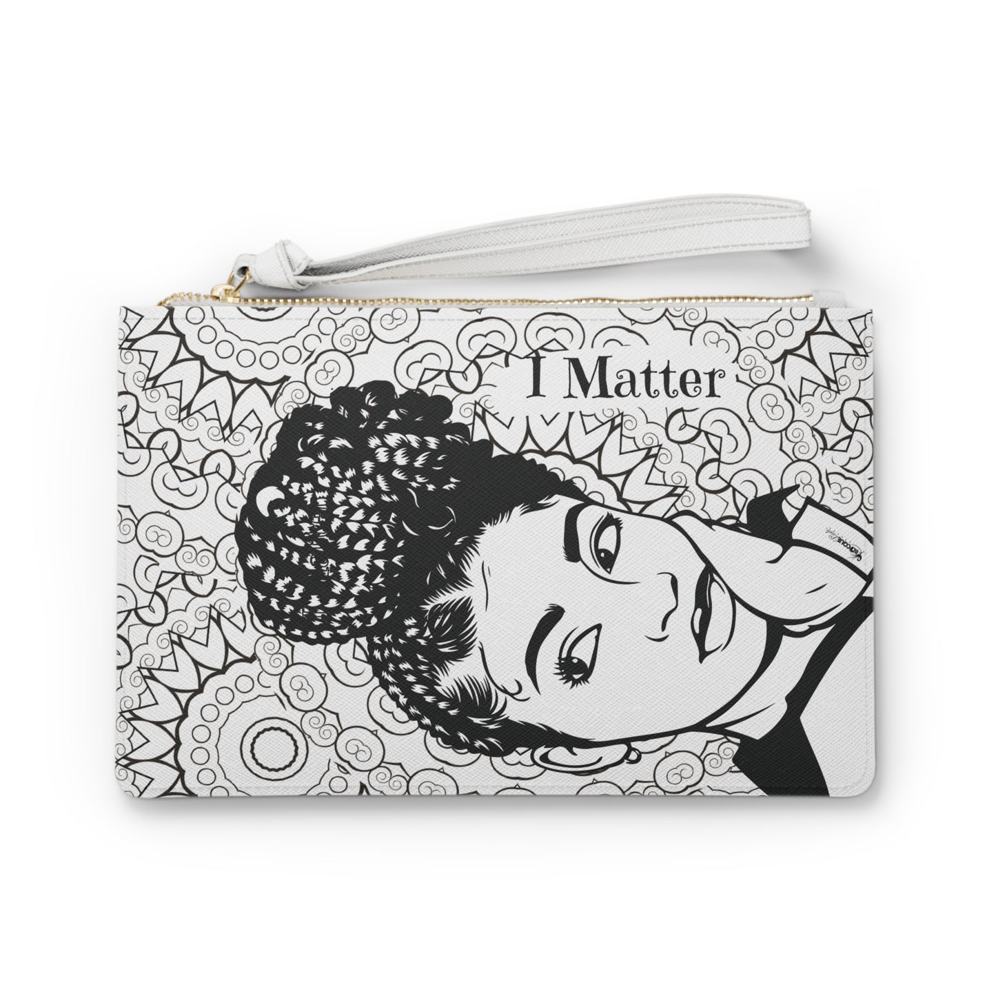 *Clearance* I Matter” Afrocentric Clutch Bag | Black & White Art Wristlet | Affirmation Purse for Black Women