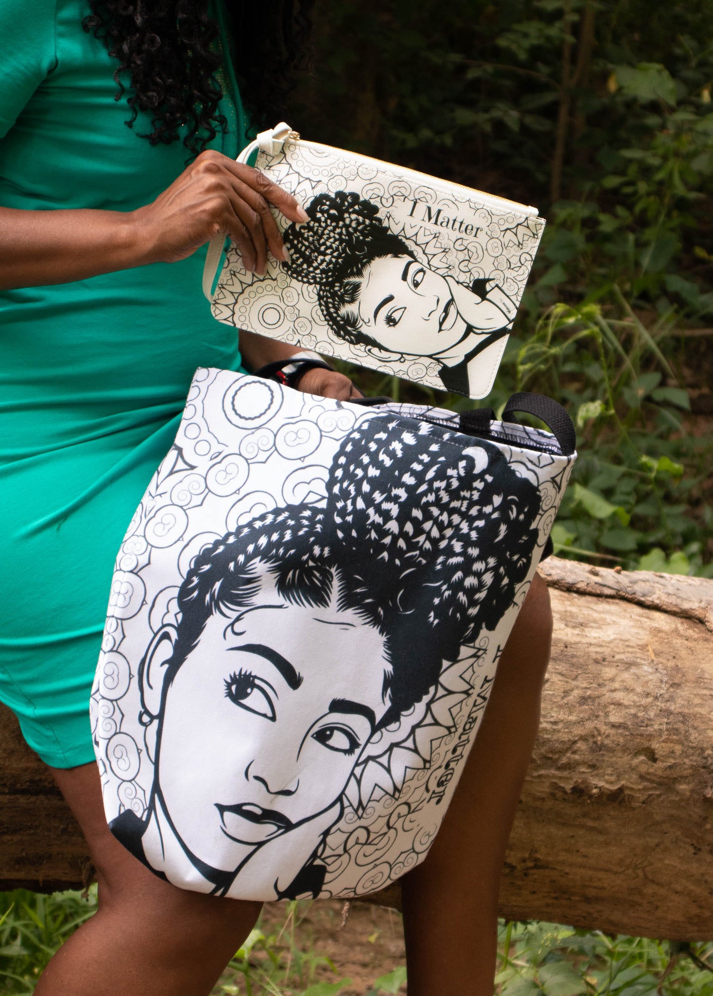 "I Matter" African-American Women Positive Affirmation Quote Tote Bag/Black & White