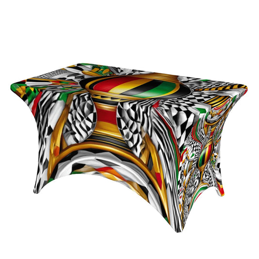 Kwanzaa Celebration Table Cover | Afrocentric Stretch Fabric | Holiday Event Decor