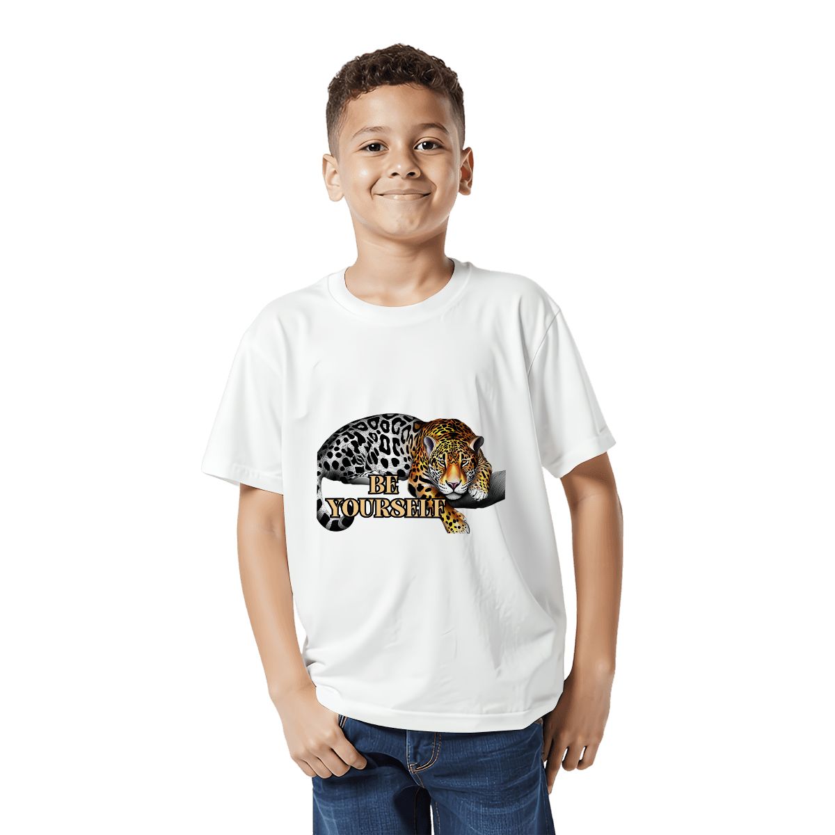 Be Yourself Kids T-Shirt | Leopard Graphic Tee | Empowerment Gift from Grandparents