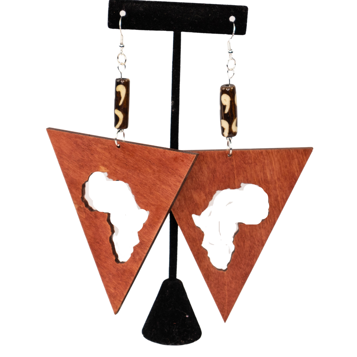 Triangle Africa Cut-out Geometric Dangle Wood Earrings