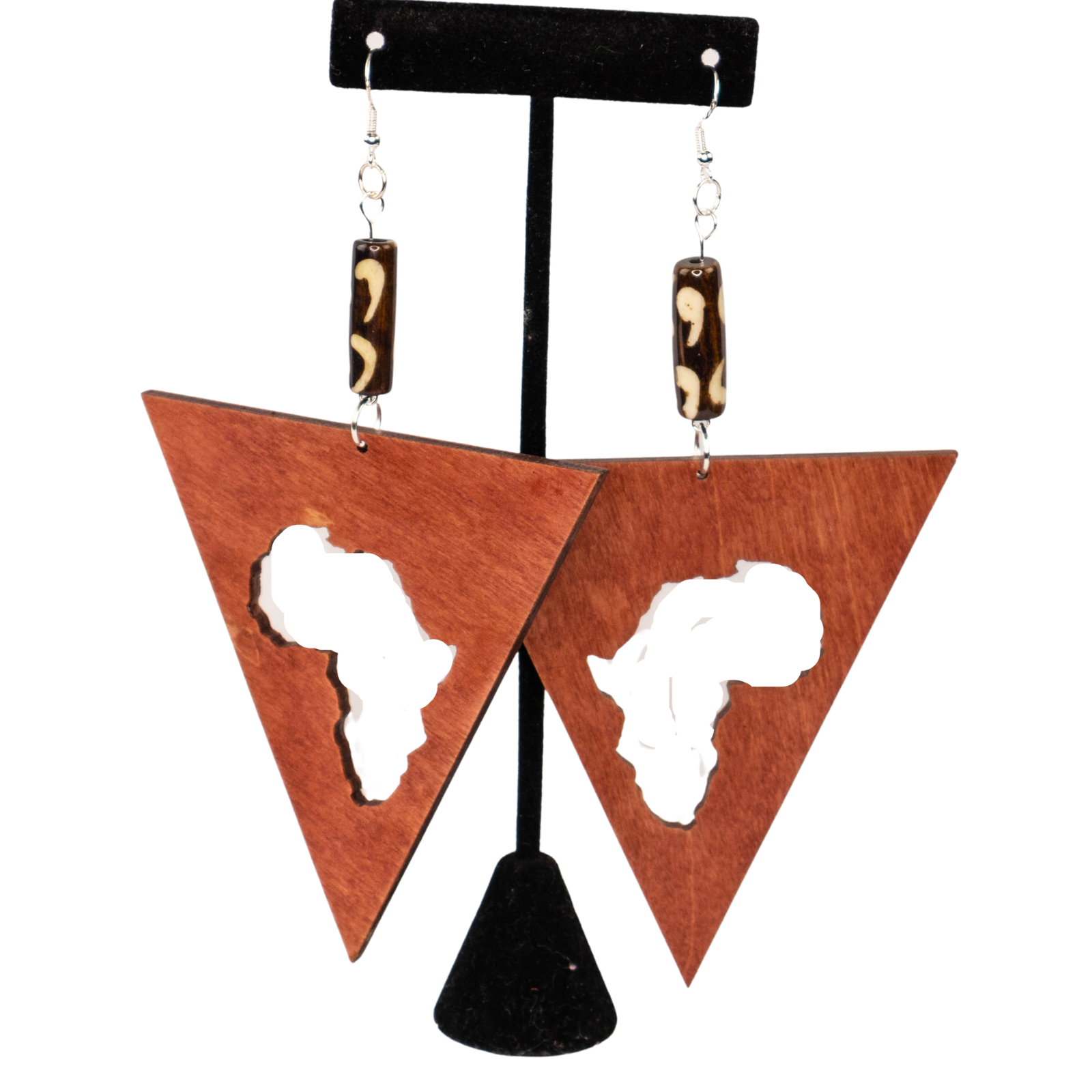 Triangle Africa Cut-out Geometric Dangle Wood Earrings