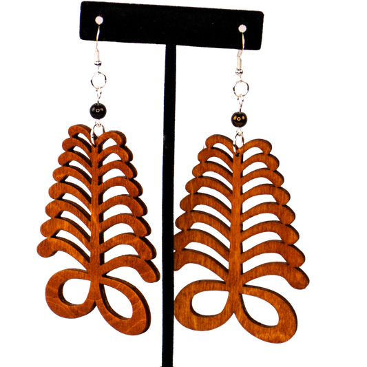 AYA- Adinkra symbol/ Afrocentric/Bohemian/Cultural Conscious/Afro-Punk/West Africa Wood Earrings Brown