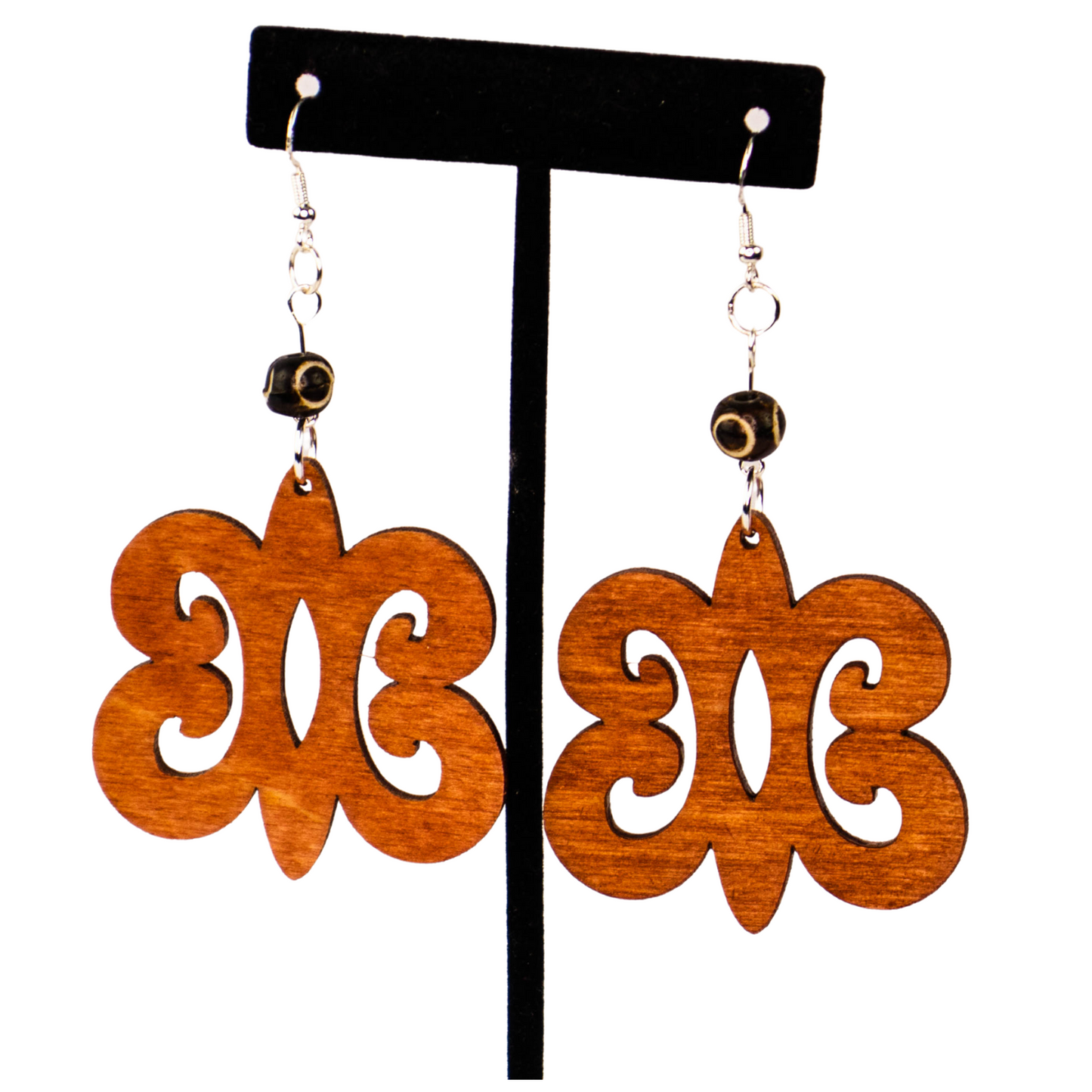 Afrocentric African Wood Dangle Earrings for Women/HYE WON HYE Adinkra symbol