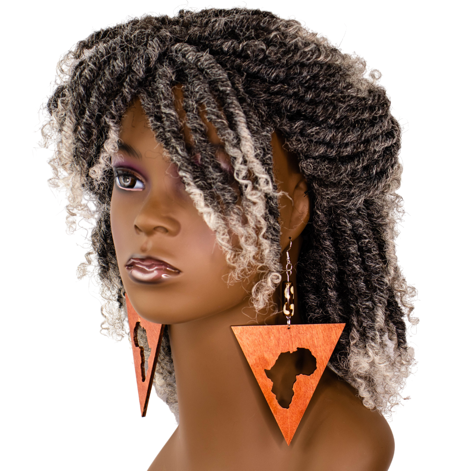 Triangle Africa Cut-out Geometric Dangle Wood Earrings