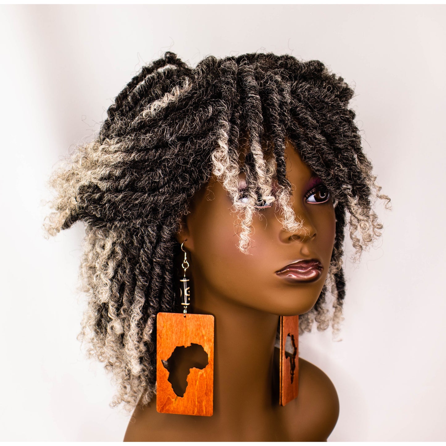 Rectangle Africa Cut-out Wood Earrings