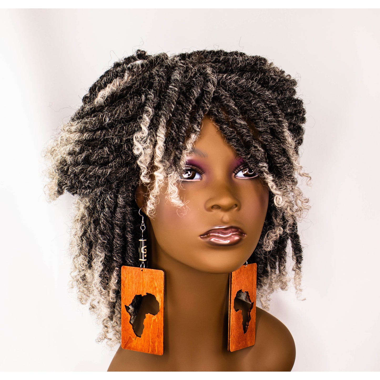 Rectangle Africa Cut-out Wood Earrings