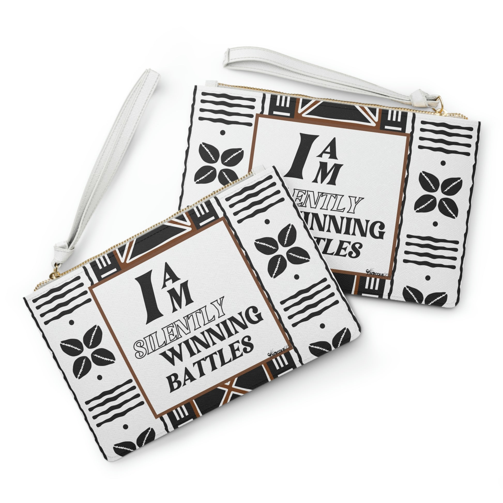 'I AM SILENTLY WINNING BATTLES"-Empowering Positive Afrocentric Affirmation Vegan Leather Designer Clutch Bag