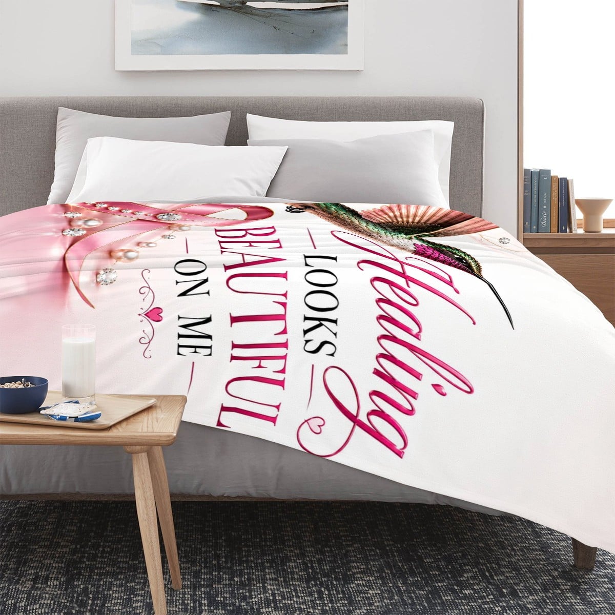 Healing Looks Beautiful on Me Breast Cancer Awareness Blanket