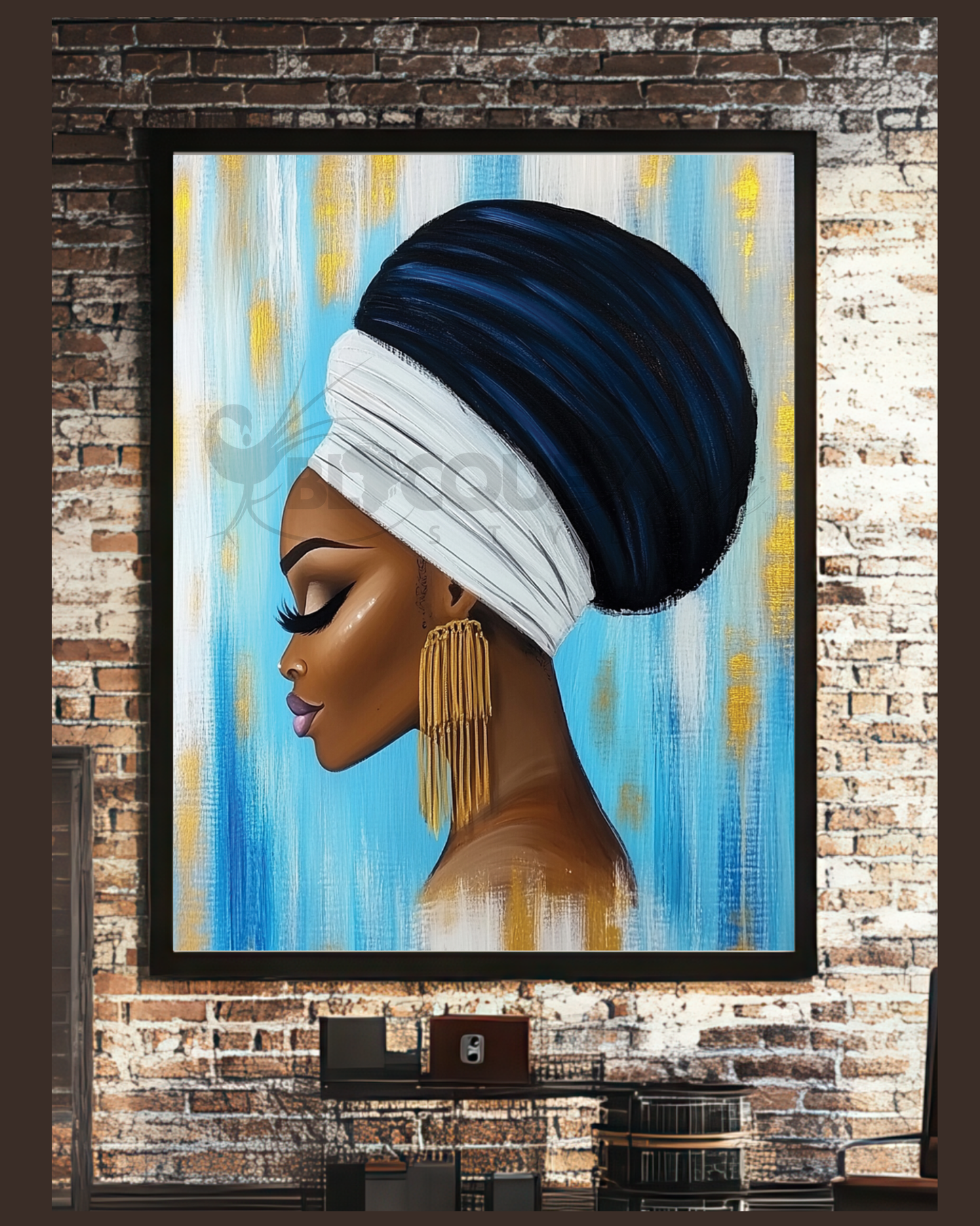 Blue Hues of Her Essence | Afrocentric Digital Wall Art Collection-Digital Prints
