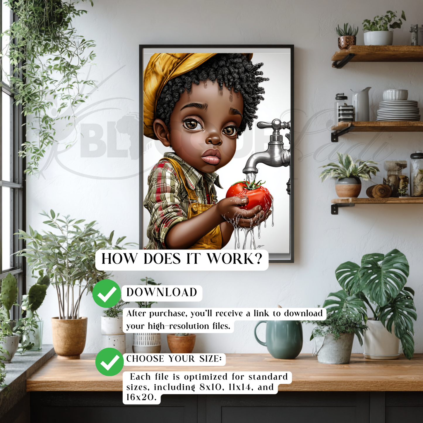 Whimsical Afrocentric Nursery Wall Art | Little Black Boys Farm-to-Table Prints | Digital Download for Kitchen, Playroom & Classroom