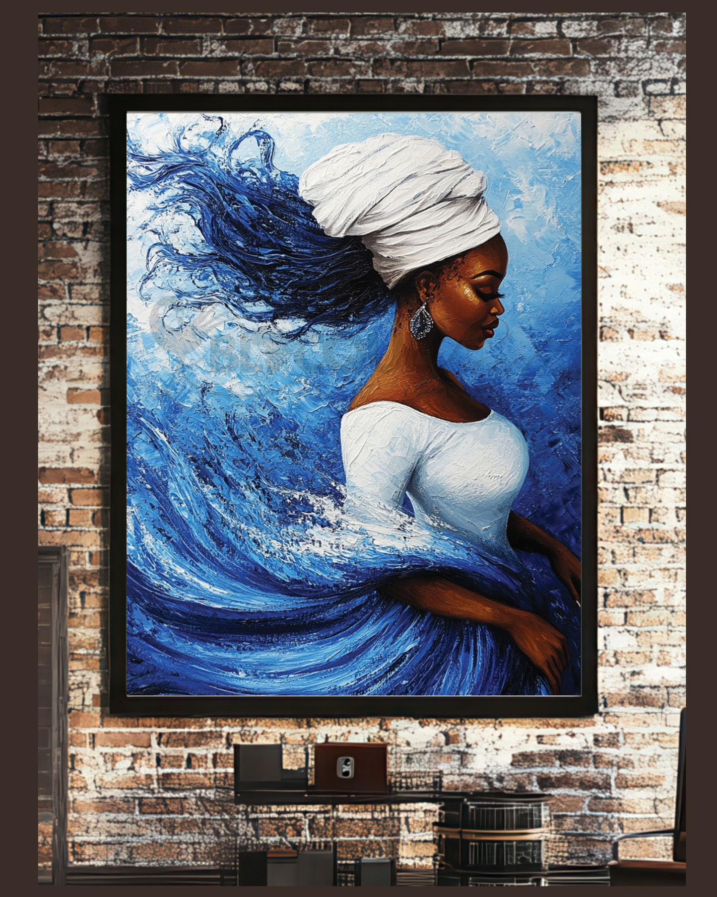 Blue Hues of Her Essence | Afrocentric Digital Wall Art Collection-Digital Prints