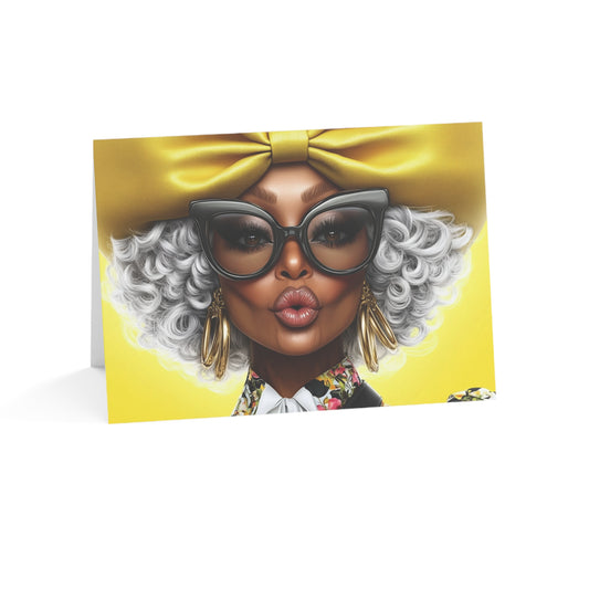 Bold Afrocentric Greeting Card Set | Cultural Whimsical Woman Art | Premium 5x7 Blank Card | Blank Inside Stationery