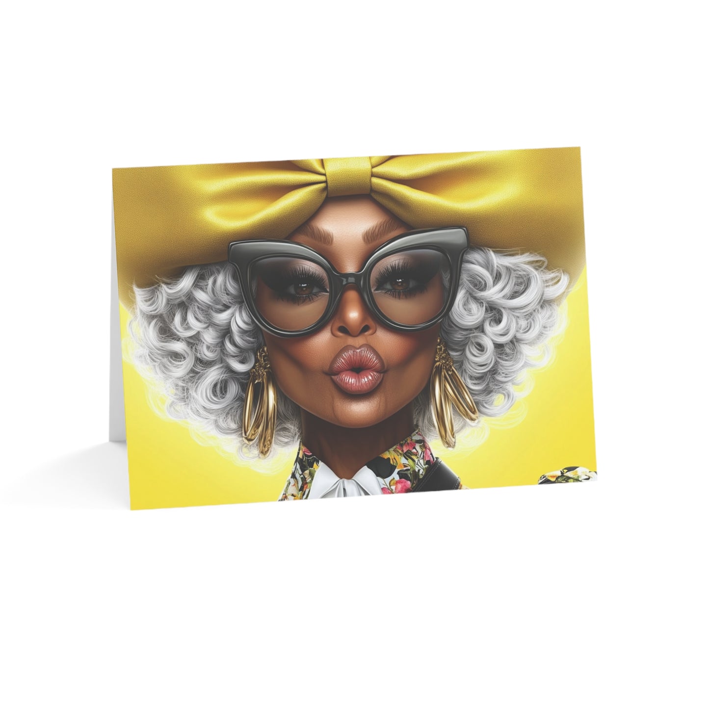 Bold Afrocentric Greeting Card Set | Cultural Whimsical Woman Art | Premium 5x7 Blank Card | Blank Inside Stationery