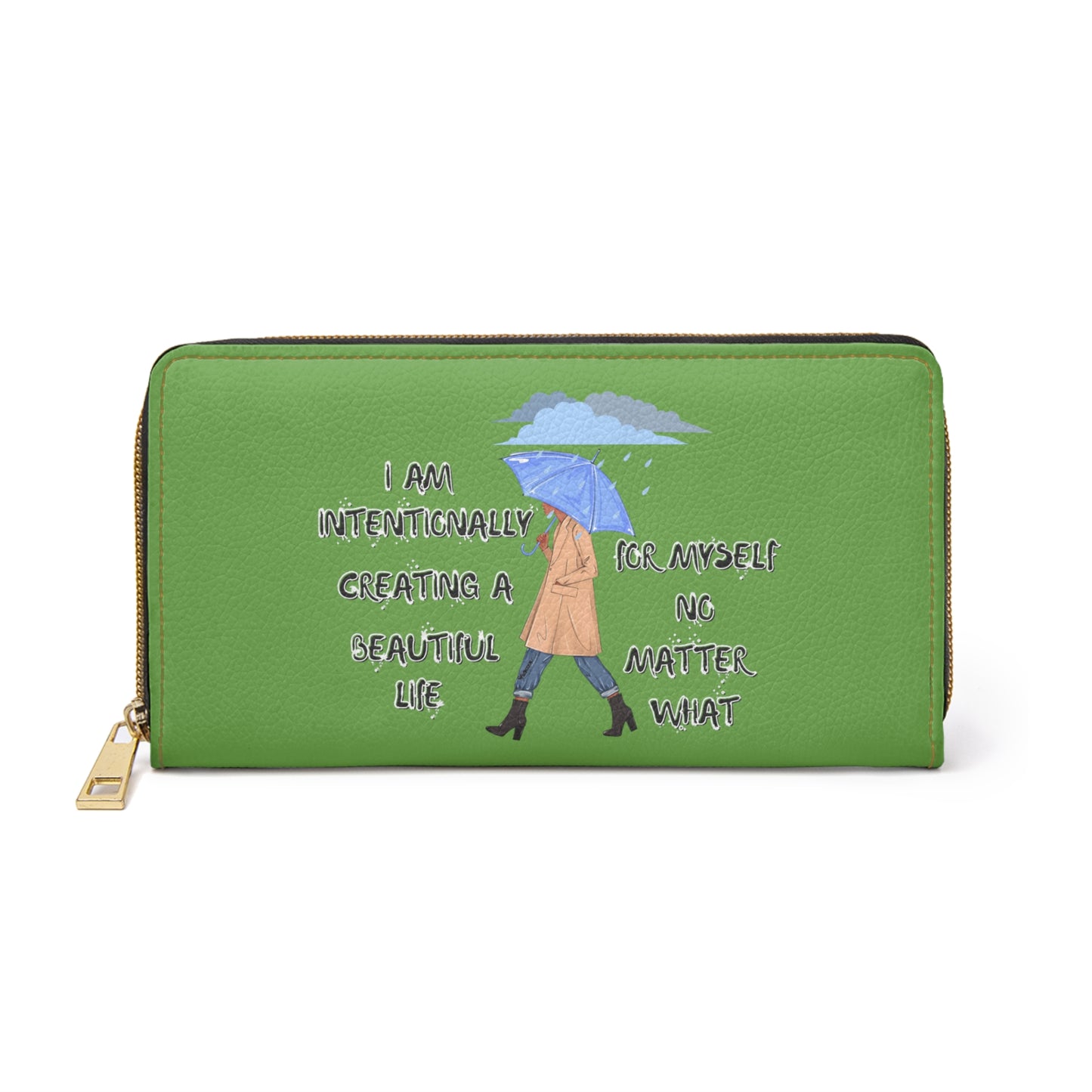 *CLEARANCE* "I AM Intentionally Creating A Beautiful Life"- Positive Afrocentric Affirmation Vegan Leather Wallet Bag- Empower Your Style and Self-Love'