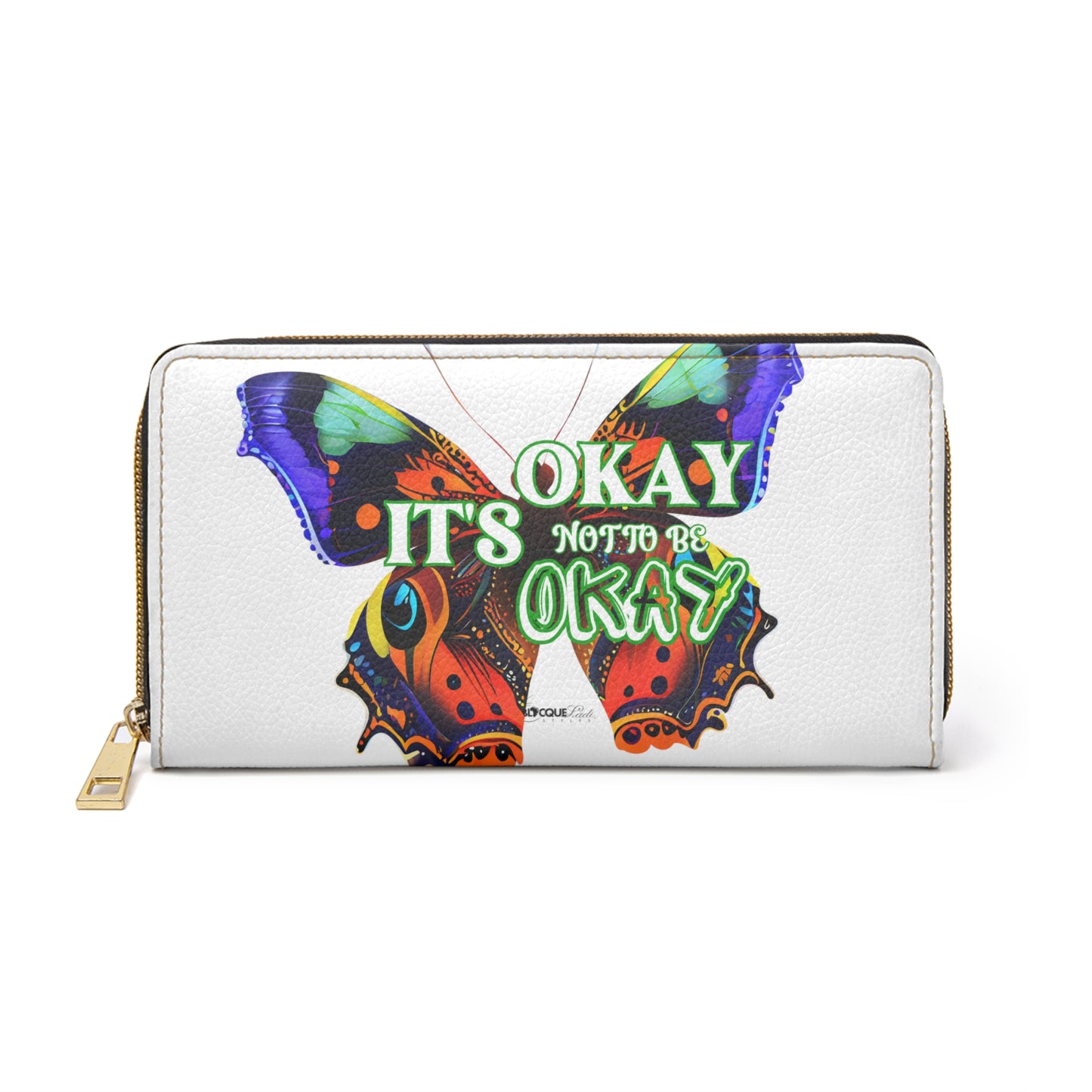 IT’S OKAY, NOT TO BE OKAY- Positive Afrocentric Affirmation Vegan Leather Wallet Bag- Empower Your Style and Self-Love ; Black Wallet